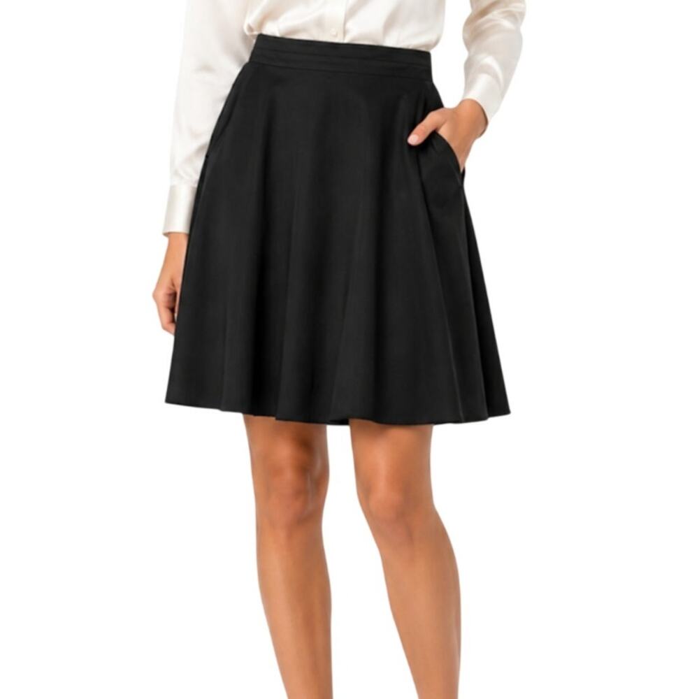 Paule Ka Black A-Line Pleated Midi Skirt Size 38 US Size 6 Small Designer